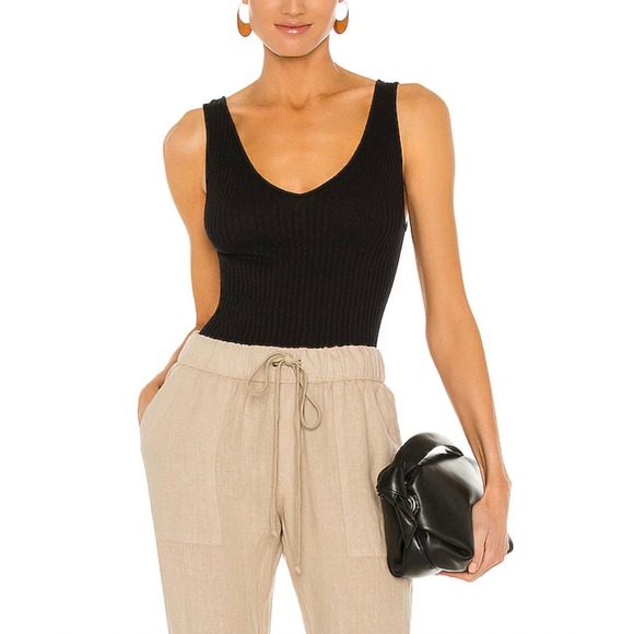 ENZA COSTA Military Rib U Neck Tank Top Womens Medium Blue Stretch V-neck Luxury - Picture 3 of 15